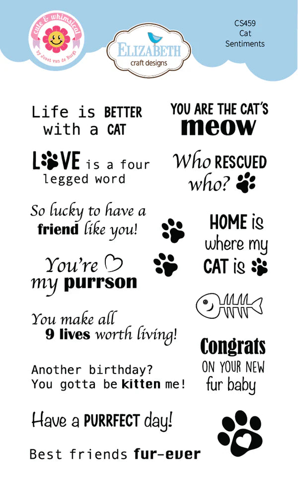 Elizabeth Craft Designs Cat Sentiments Stamp Set
